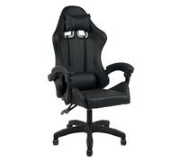 IlGruppone Sedia Gaming Professionale SimilPelle Reclinabile Con Braccioli Poltrona Ufficio Regolabile in Altezza Pistone Gas,Cuscino Poggiatesta E Lombare Gamer - Nero