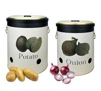 IlGruppone Set 2 Pezzi Contenitore per Patate Cipolle Aglio con Coperchio E Prese Aria Salvaspazio Barattoli Cucina Scatola Ventilata Alimenti - Azura