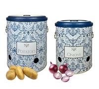 IlGruppone Set 2 Pezzi Contenitore per Patate Cipolle Aglio con Coperchio E Prese Aria Salvaspazio Barattoli Cucina Scatola Ventilata Alimenti - Azulejos