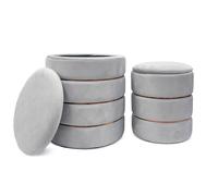 IlGruppone Set 2 Pouf Contenitori in Velluto - Pouf Arredo Moderni Impilabili, Poggiapiedi con Contenitore Salvaspazio, 4 Colori - Grande 37x41 cm, Medio 28x34 cm - Grigio