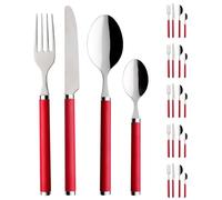 IlGruppone Set 24 Pezzi Posate Tavola Acciaio Inox 6X Forchetta Coltello Cucchiaio Cucchiaino Rosse Lavabili Lavastoviglie Confezione Regalo Idea Natale Certificate Contatto Alimenti