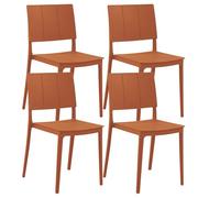 IlGruppone Set 4 Sedie in Polipropilene e Fibra di Vetro Sedia Cucina Trattamento UV Antiscolorimento Giardino Interno Esterno Moderne Robuste Resistenti Impilabili - Livia-Arancio