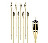 IlGruppone Set 8/12 Pezzi Torcia Grande da Giardino in bambù XXL Olio Contenitore in Metallo 90/120/150 Cm Lampada Candela con Stoppino Fiaccola Torcie Esterno Feste Eventi - 8 Pezzi 150 Cm