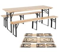 IlGruppone Set Birreria 220 x 80 Cm XXXL 8/10 Posti 3 Pezzi 2 Panche 1 Tavolo Pieghevole Panca da Feste Sagra Legno Abete Struttura Acciaio Richiudibile