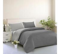 IlGruppone Set Copripiumino No Stiro Sacco e Federe Bicolore Effetto Raso Parure Microfibra Morbida Anallergica Mano Pesca - Grigio/Antracite - Piazza e mezza