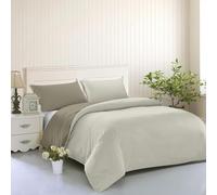 IlGruppone Set Copripiumino No Stiro Sacco e Federe Bicolore Effetto Raso Parure Microfibra Morbida Anallergica Mano Pesca - Tortora/Panna - Singolo