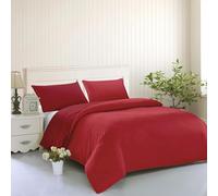 IlGruppone Set Copripiumino No Stiro Sacco e Federe Bicolore Effetto Raso Parure Microfibra Morbida Anallergica Mano Pesca - Bordeaux/Rosso - Singolo