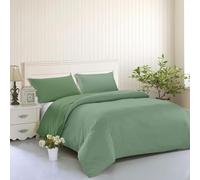 IlGruppone Set Copripiumino No Stiro Sacco e Federe Bicolore Effetto Raso Parure Microfibra Morbida Anallergica Mano Pesca - Verde/Salvia - Piazza e mezza
