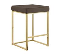 IlGruppone Sgabello Moderno In Velluto Sedile imbottito Gambe In Acciaio Dorato Senza Schienale Casa Sedia Cucina Bar Pub Seduta Rialzata Di Design - Testa di Moro