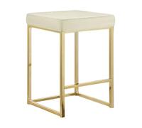 IlGruppone Sgabello Moderno In Velluto Sedile imbottito Gambe In Acciaio Dorato Senza Schienale Casa Sedia Cucina Bar Pub Seduta Rialzata Di Design - Beige