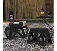 IlGruppone Sgabello Pieghevole Multiuso Portata 150 Kg Salvaspazio Ultraresistente Cucina Bagno Giardino Sedia Campeggio Adulti Bambini Con Maniglia Trasportabile - Nero - Misura Piccola