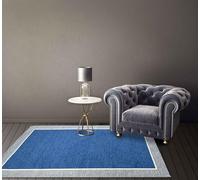 IlGruppone Tappeto Arredo Moderno Sala Cucina Camera Passatoia Antiscivolo in Ciniglia Made in Italy Disegni Piazzati Cotone Misure Grande - Roma BluMare - 80x150Cm