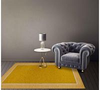 IlGruppone Tappeto Arredo Moderno Sala Cucina Camera Passatoia Antiscivolo in Ciniglia Made in Italy Disegni Piazzati Cotone Misure Grande - Roma Senape - 160x240Cm