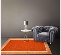 IlGruppone Tappeto Arredo Moderno Sala Cucina Camera Passatoia Antiscivolo in Ciniglia Made in Italy Disegni Piazzati Cotone Misure Grande - Roma Ruggine - 115x175Cm