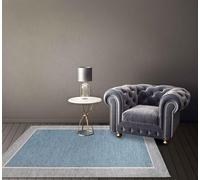 IlGruppone Tappeto Arredo Moderno Sala Cucina Camera Passatoia Antiscivolo in Ciniglia Made in Italy Disegni Piazzati Cotone Misure Grande - Roma Azzurro - 160x240Cm