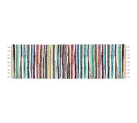 IlGruppone Tappeto Passatoia Multicolore con Nappe Cotone Naturale Fatto a Mano Etnico Strisce Multicolore Rettangolare Chindi Stracci Riciclato Scendiletto - Multicolor - 50x230Cm