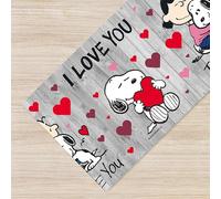 IlGruppone Tappeto Peanuts Cucina Originali Antimacchia e Antiscivolo Made in Italy Passatoia Multiuso Corridoio Soggiorno Lavabile in Lavatrice - I Love You - 50x100cm