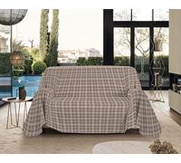 IlGruppone Telo Arredo Made in Italy in Cotone Grandfoulard Copritutto Copridivano Copriletto-Teli Sofà Arredatutto-Drappeggio-Arazzo-Copridivano Grand Foulard Letto - Matrimoniale - Tartan Beige