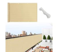 IlGruppone Telo Copribalcone Tinta Unita 90 x 500 Cm HDPE UV Frangivento con Occhielli e 24 Metri Corda Schermo Privacy Terrazzo Frangivista Recinzione Copri Ringhiera Balconi Antipioggia - Panna