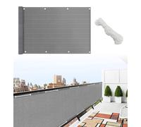 IlGruppone Telo Copribalcone Tinta Unita 90 x 500 Cm HDPE UV Frangivento con Occhielli e 24 Metri Corda Schermo Privacy Terrazzo Frangivista Recinzione Copri Ringhiera Balconi Antipioggia - Grigio