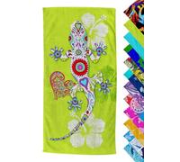 IlGruppone Telo Mare Asciugamano da Spiaggia Misura Grande 100x180 Cm Assorbente in Morbida Microfibra Leggero Stampe Moderne Sabbia Lettino Vacanze Piscina - Geco Verde