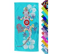 IlGruppone Telo Mare Asciugamano da Spiaggia Misura Grande 100x180 Cm Assorbente in Morbida Microfibra Leggero Stampe Moderne Sabbia Lettino Vacanze Piscina - Geco Azzurro
