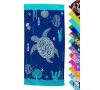 IlGruppone Telo Mare Asciugamano da Spiaggia Misura Grande 100x180 Cm Assorbente in Morbida Microfibra Leggero Stampe Moderne Sabbia Lettino Vacanze Piscina - Tartaruga