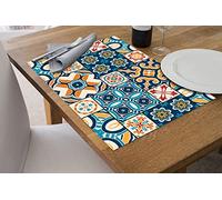 IlGruppone Tovagliette Americane in PVC Set di 2/4/6/8 pz da Tavola Antiscivolo in Vinile Anche per Hotels, Bar e Ristoranti - Mattonella Multicolor - 2 Pezzi