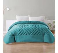 IlGruppone Trapunta Elegante Matrimoniale In Velluto Piumone Invernale Effetto Piuma 580 Gr/Mq Piumino Caldo Due Piazze Duck Friendly - Petrolio - Matrimoniale