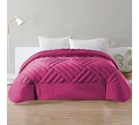 IlGruppone Trapunta Elegante Matrimoniale In Velluto Piumone Invernale Effetto Piuma 580 Gr/Mq Piumino Caldo Due Piazze Duck Friendly - Rosa Barbi - Matrimoniale