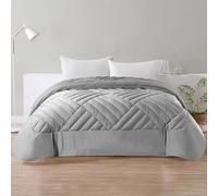 IlGruppone Trapunta Elegante Matrimoniale In Velluto Piumone Invernale Effetto Piuma 580 Gr/Mq Piumino Caldo Due Piazze Duck Friendly - Grigio - Matrimoniale