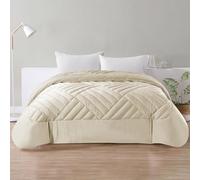 IlGruppone Trapunta Elegante Matrimoniale In Velluto Piumone Invernale Effetto Piuma 580 Gr/Mq Piumino Caldo Due Piazze Duck Friendly - Crema - Matrimoniale