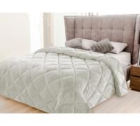 IlGruppone Trapunta Elegante Matrimoniale In Velluto Piumone Invernale Effetto Piuma 600 Gr/Mq Piumino Caldo Due Piazze Inverno Coperta Duck Friendly Prodotto Italiano - Grigio Perla