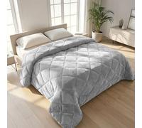 IlGruppone Trapunta Matrimoniale Velluto Retro in Microfibra Piumone Invernale Effetto Piuma 560 Gr/mq Piumino Caldo Due Piazze Inverno Coperta Duck Friendly - Matrimoniale - Grigio