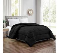 IlGruppone Trapunta Matrimoniale Velluto Retro in Sherpa Piumone Invernale Effetto Piuma 560 Gr/mq Piumino Caldo Due Piazze Inverno Coperta Duck Friendly - Nero