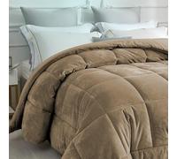 IlGruppone Trapunta Piumino Invernale In Tessuto Flanellato Caldo Piumone In Morbida Flanella Effetto Velluto Tinta Unita Inverno Flannel 550 Gr-Mq - Tortora - Singolo