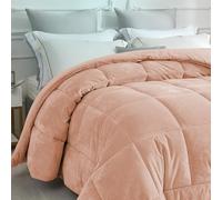 IlGruppone Trapunta Piumino Invernale In Tessuto Flanellato Caldo Piumone In Morbida Flanella Effetto Velluto Tinta Unita Inverno Flannel 550 Gr-Mq - Salmone - Singolo