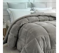 IlGruppone Trapunta Piumino Invernale In Tessuto Flanellato Caldo Piumone In Morbida Flanella Effetto Velluto Tinta Unita Inverno Flannel 550 Gr-Mq - Grigio - Matrimoniale