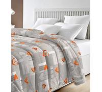 IlGruppone Trapunta Piumino Invernale Stampata Matrimoniale Caldo Piumone 250 Gr/mq Imbottitura Anallergica Traspirante Due Piazze - Cuori Arancio - Matrimoniale