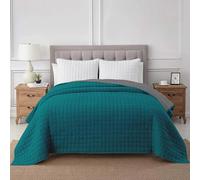 IlGruppone Trapuntino Coperta Primaverile Bicolore Trapunta Anallergica Piumino Mezza Stagione e Antiacaro Colorato Tinta Unita Made in Italy (Singolo, Petrolio/Grigio)