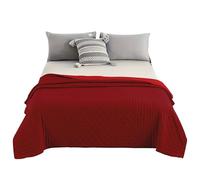IlGruppone Trapuntino Estivo Copriletto Bicolore Prodotto Italiano Trapunta Coperta Leggera Primavera Estate Anellargica Piumino Mezza Stagione Tinta Unita - Bordeaux - Matrimoniale