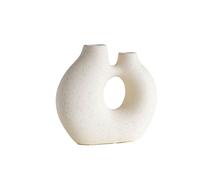 IlGruppone Vaso Decorativo Moderno da Interno in Ceramica - Collezione Design Elegante per Arredo Casa,Vasi da Soggiorno, Tavolo o Salotto Soprammobile di Design - Zen - Bianco Natural