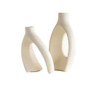 IlGruppone Vaso Decorativo Moderno da Interno in Ceramica - Collezione Design Elegante per Arredo Casa,Vasi da Soggiorno, Tavolo o Salotto Soprammobile di Design - Intrecci-2Pz - Bianco Natural