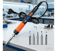 ILIBILIB 110V-240V 90W Kit di saldatore digitale LCD con temperatura regolabile, intervallo di temperatura 180-500°C, set di saldatore intelligente a temperatura costante e riscaldamento rapido 6 in 1