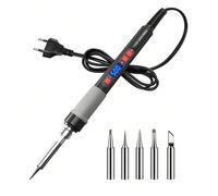 ILIBILIB 110V-240V 90W Kit di saldatore digitale LCD con temperatura regolabile, intervallo di temperatura 180-500°C, set di saldatore intelligente a temperatura costante e riscaldamento rapido 6-in-1