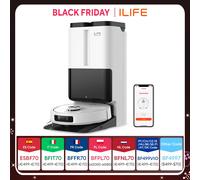 ILIFE T60s Robot aspirapolvere con stazione autufficiente per l'essiccazione ad aria calda, la raccolta dei capelli, lavaggio automatico, AI e LDS, sollevamento automatico del mop