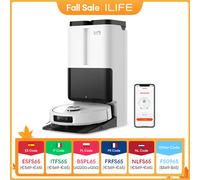 ILIFE T60s Robot aspirapolvere con stazione autufficiente per l'essiccazione ad aria calda, la raccolta dei capelli, lavaggio automatico, AI e LDS, sollevamento automatico del mop ILIFE T60S