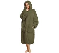 ililmmoe Coperta con cappuccio in peluche per donne e uomini, super calda e accogliente, grande coperta indossabile con cappuccio, abbigliamento per la casa, cappotti in peluche spessi e larghi, Oliva