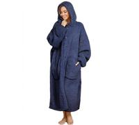 ililmmoe Coperta con cappuccio in pile per donne e uomini, super calda e accogliente, grande coperta portatile in stile hoodie per casa, spessi mantelli in pile larghi, blu navy, Taglia unica