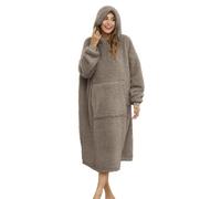 ililmmoe Coperta indossabile Sherpa oversize con cappuccio, felpa per TV, con maniche lunghe e tasca (marrone freddo, taglia unica)